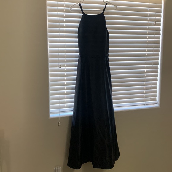 High Neck Black Floor Length Bridesmaids Dress - Picture 4 of 4